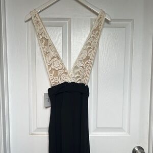 Lace Cream and Black Jumpsuit